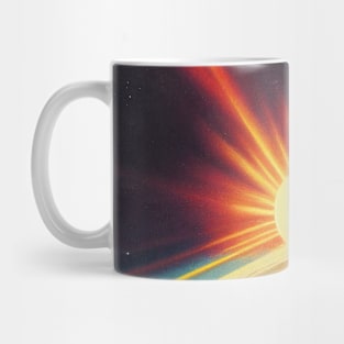 Sunrise From Space Surreal Retro Painting Galaxy Landscape Mug